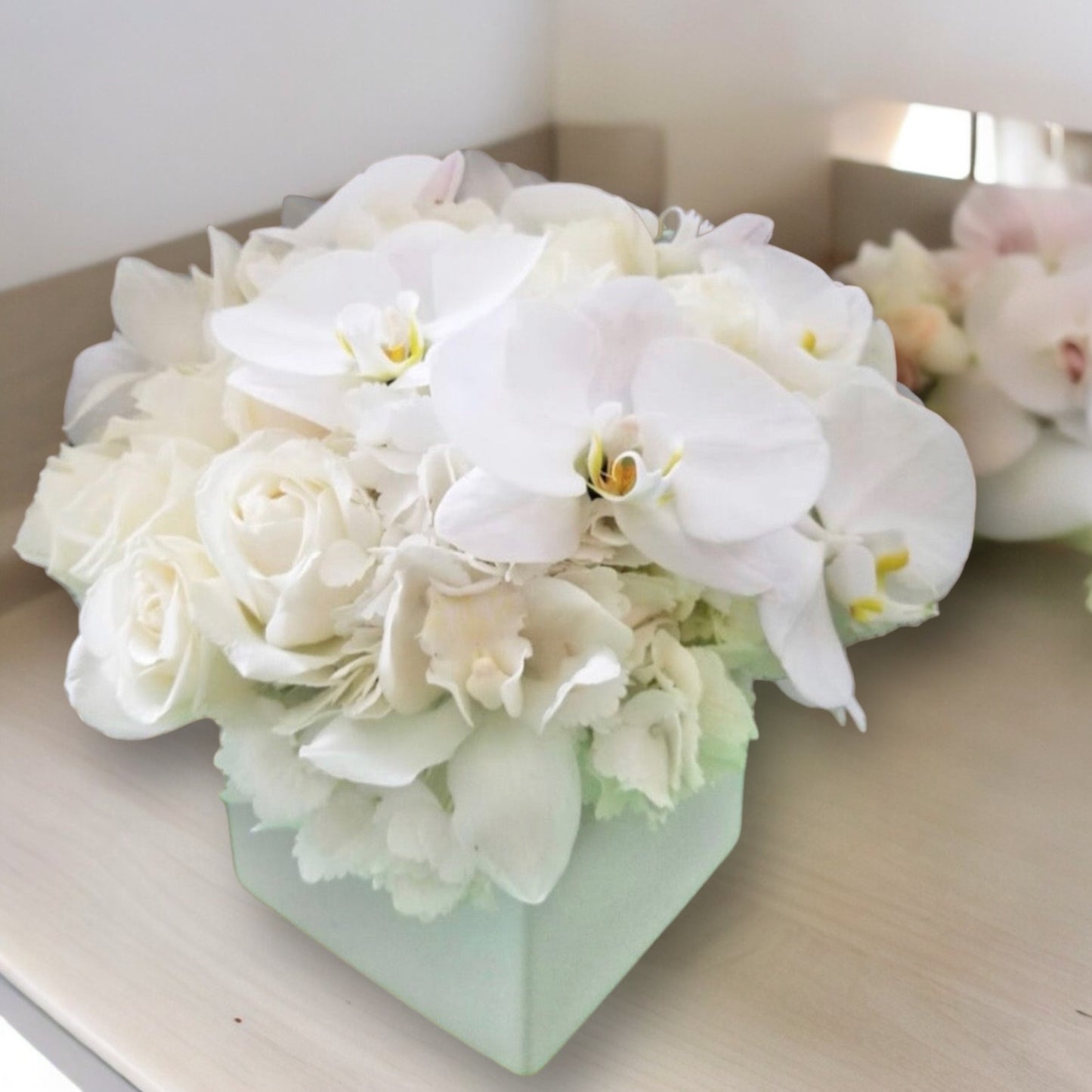 All White Vase Arrangement