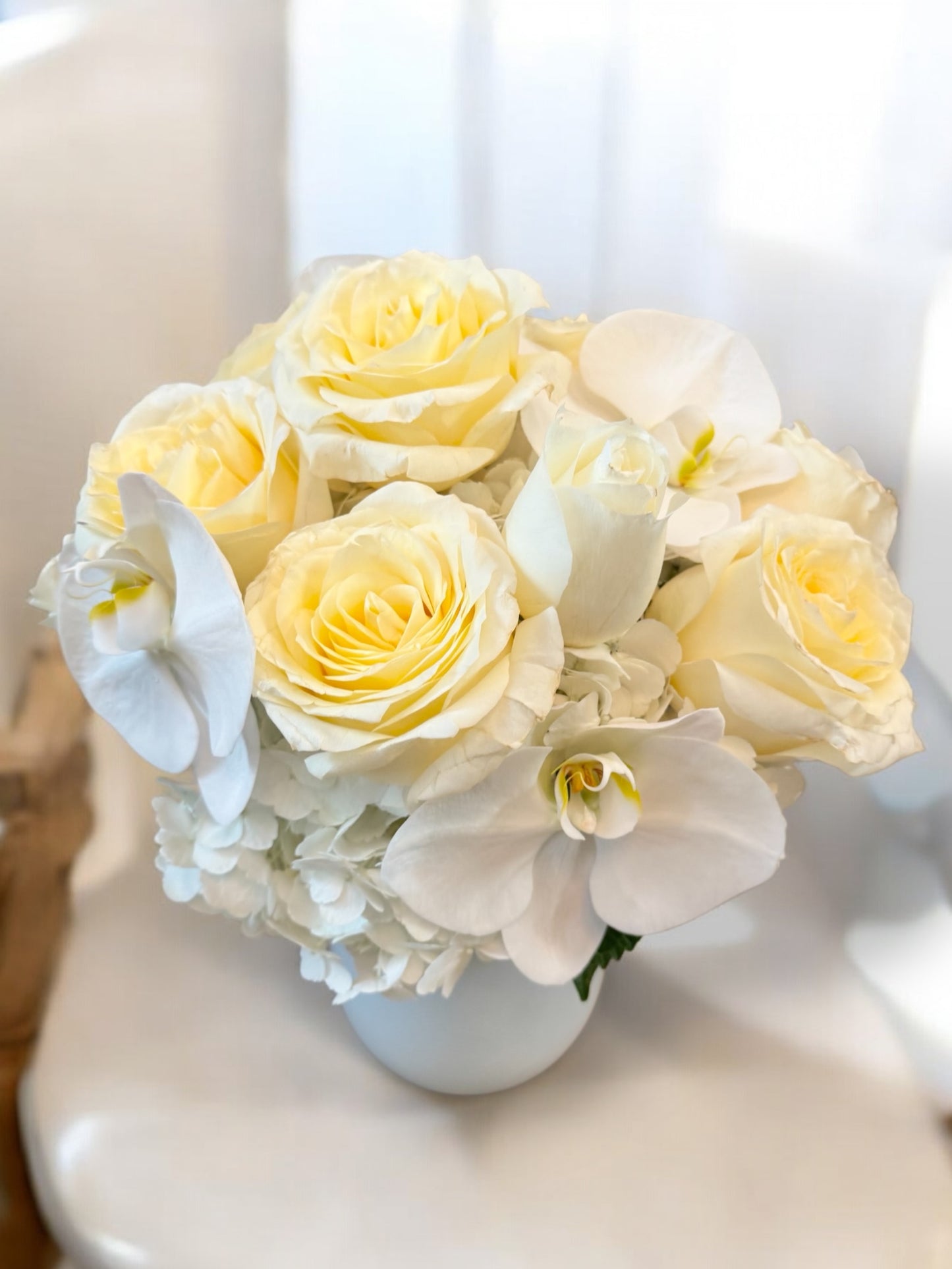 All White Vase Arrangement