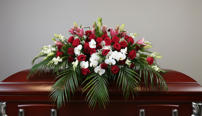 Lily and Roses Casket Spray