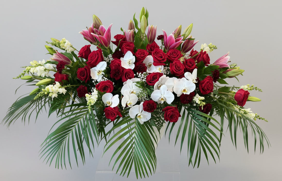 Lily and Roses Casket Spray