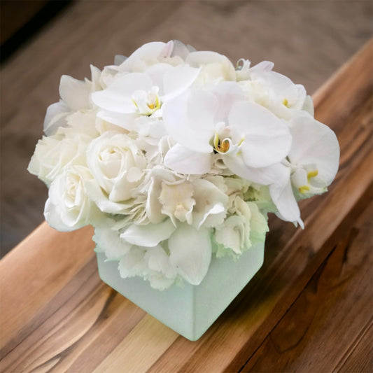 All White Vase Arrangement