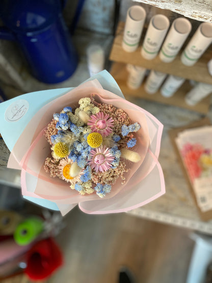 Dried Flowers of Blue and Pink Pastel
