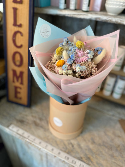 Dried Flowers of Blue and Pink Pastel